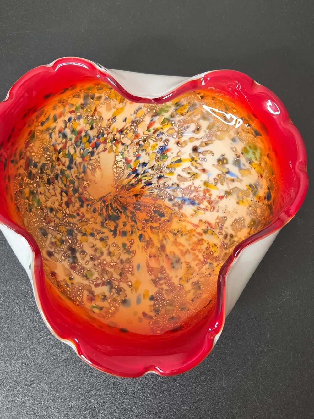 Vinatge Murano Style "Tutti Frutti" Handblown Confetti Art Glass Bowl